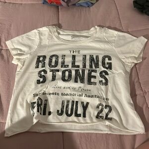 White Rolling Stones Baby Tee from Urban Outfotters